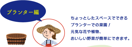 プランター編 ちょっとしたスペースでできるプランターでの菜園！元気な花や植物、おいしい野菜が簡単にできます。